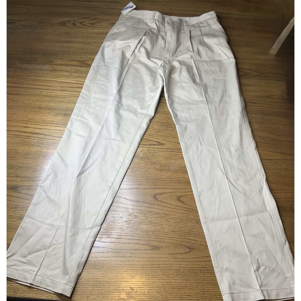 Wrangler Pleated Pants Size 36x34 Khaki 100% Cotton